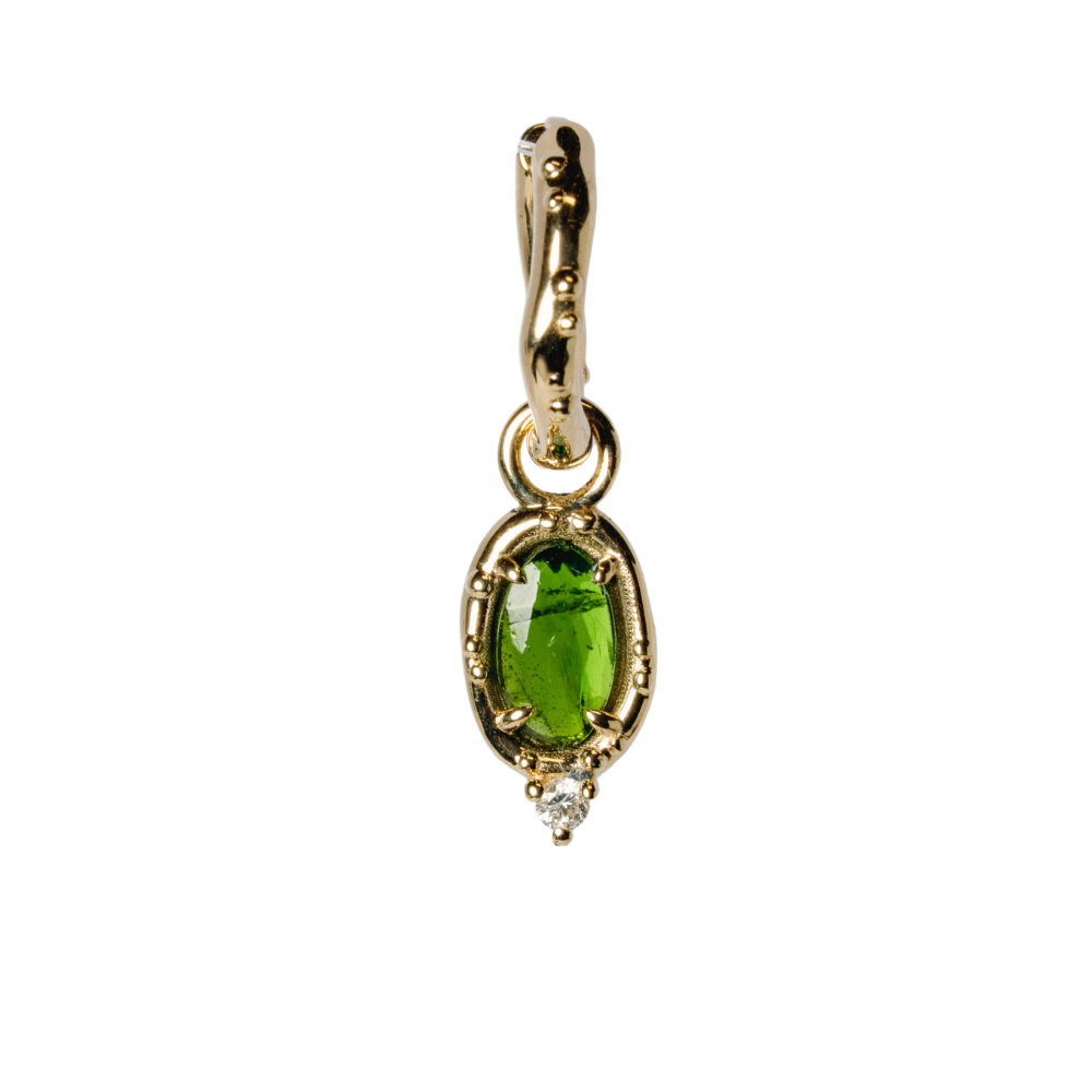 Chrome Diopside Pickle Huggie Hoop v