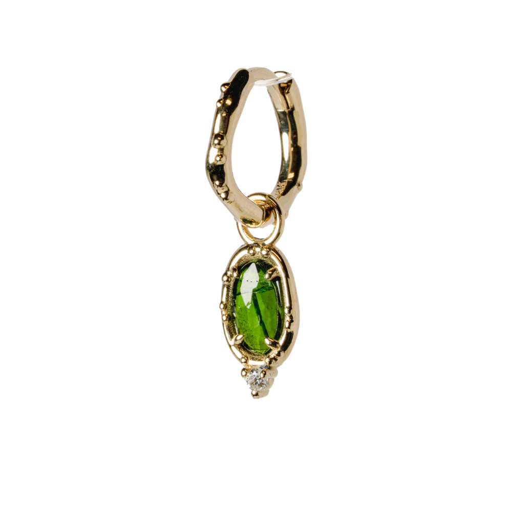 Chrome Diopside Pickle Huggie Hoop v