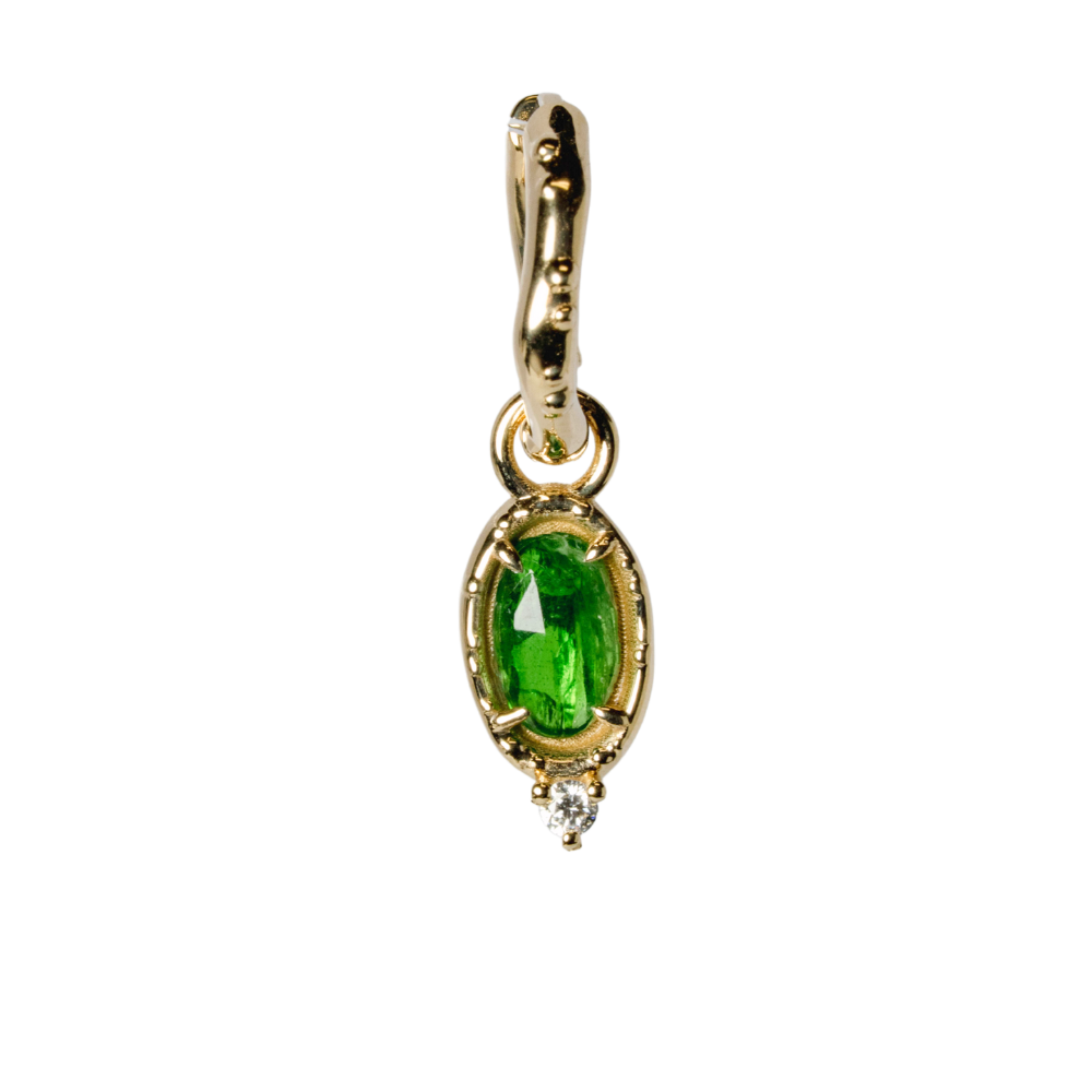 Chrome Diopside Pickle Huggie Hoop vi